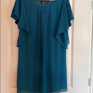 Blue Rain Dress - color is turquoise/teal.